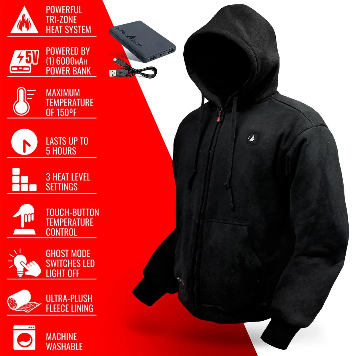 ActionHeat 5V Battery Heated Hoodie Sweatshirt 7 ActionHeat 5V Battery Heated Hoodie Sweatshirt - Image 5