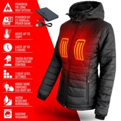 ActionHeat 5V Womens Insulated Puffer Battery Heated Jacket W/ Hood -ThermaGear actionheat 5v battery heated insulated puffer jacket w hood women s pre order ships dec 1st 113