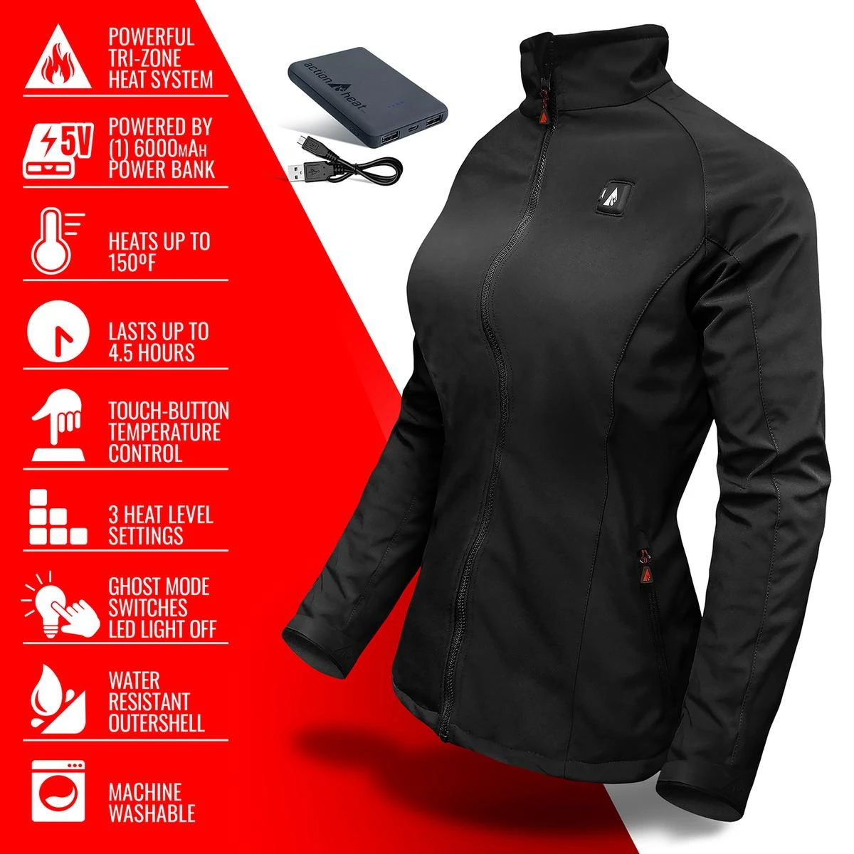 ActionHeat 5V Womens Softshell Battery Heated Jacket 5 ActionHeat 5V Womens Softshell Battery Heated Jacket - Image 3