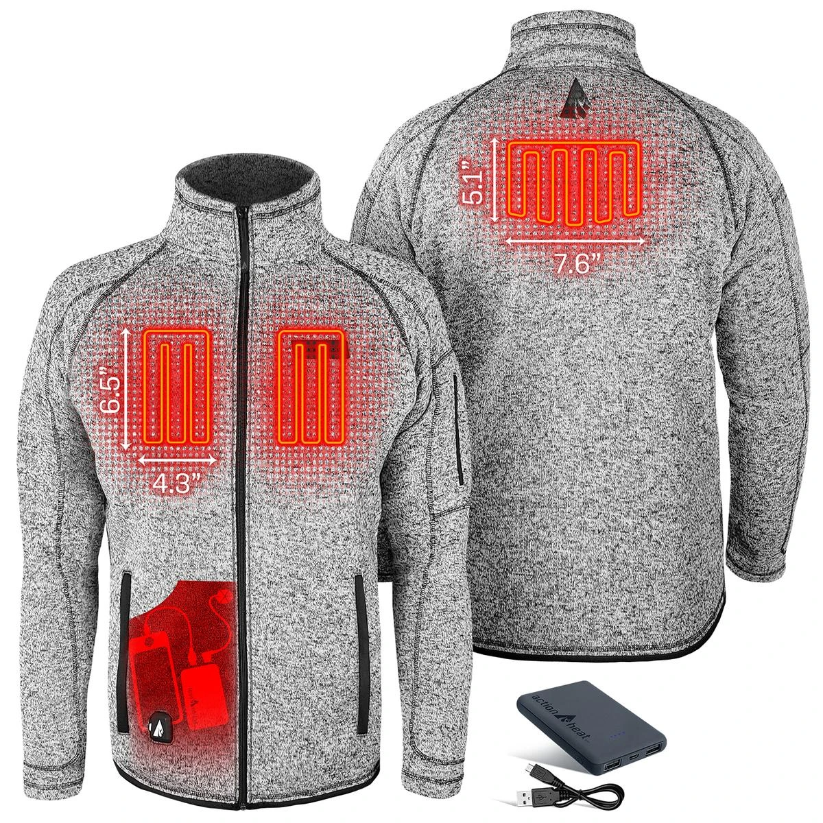 ActionHeat 5V Mens Battery Heated Sweater Jacket 5 ActionHeat 5V Mens Battery Heated Sweater Jacket - Image 3
