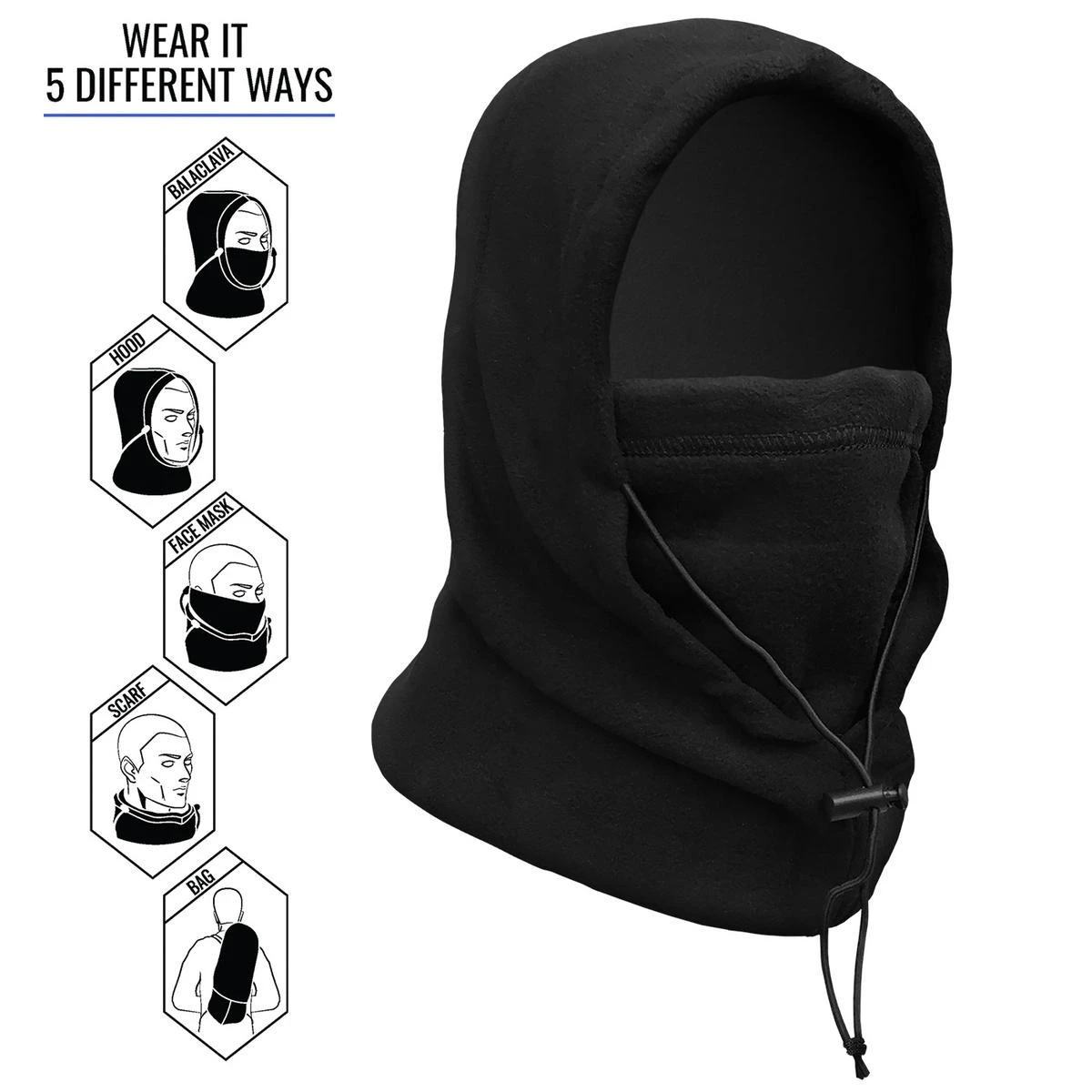 ActionTech 5-in-1 Wind And Waterproof Fleece Balaclava 8 ActionTech 5-in-1 Wind And Waterproof Fleece Balaclava - Image 6