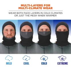 Ergodyne N-Ferno 6844 Dual-Layer Balaclava Face Mask - Black -ThermaGear ergodyne n ferno 6844 dual layer balaclava face mask black 117