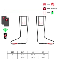Glovii 5V Battery Heated Sock Kit With Remote -ThermaGear glovii gq2 heated socks with remote 115