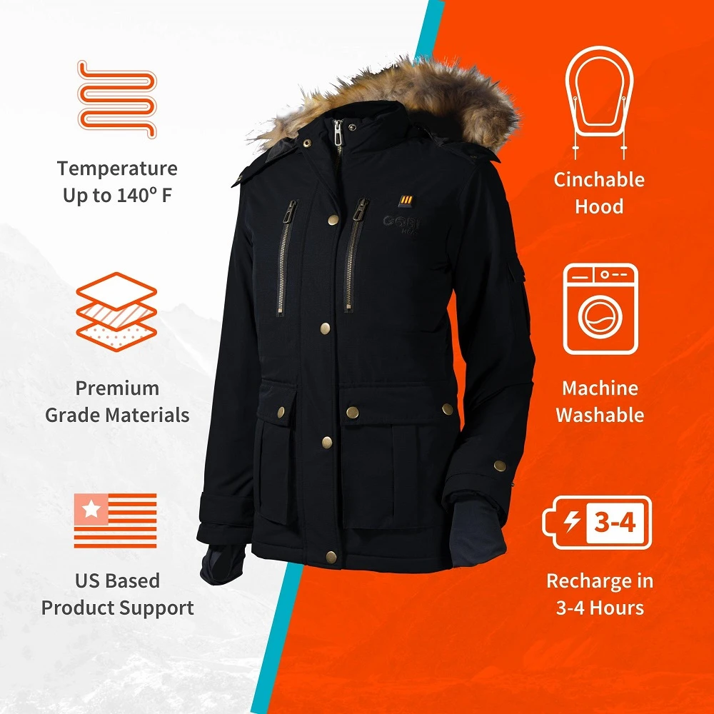 Gobi Heat Womens Arcadia 5 Zone Heated Parka Jacket 9 Gobi Heat Womens Arcadia 5 Zone Heated Parka Jacket - Image 7