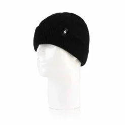 Heat Holders Mens Oran Solid Flat Knit Roll Up Hat