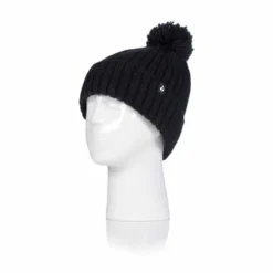Heat Holders Womens Arden Ribbed Knit Roll Up Hat With Pom Pom -ThermaGear heat holders women s arden ribbed knit roll up hat with pom pom 12