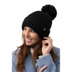 Heat Holders Womens Arden Ribbed Knit Roll Up Hat With Pom Pom -ThermaGear heat holders women s arden ribbed knit roll up hat with pom pom 14