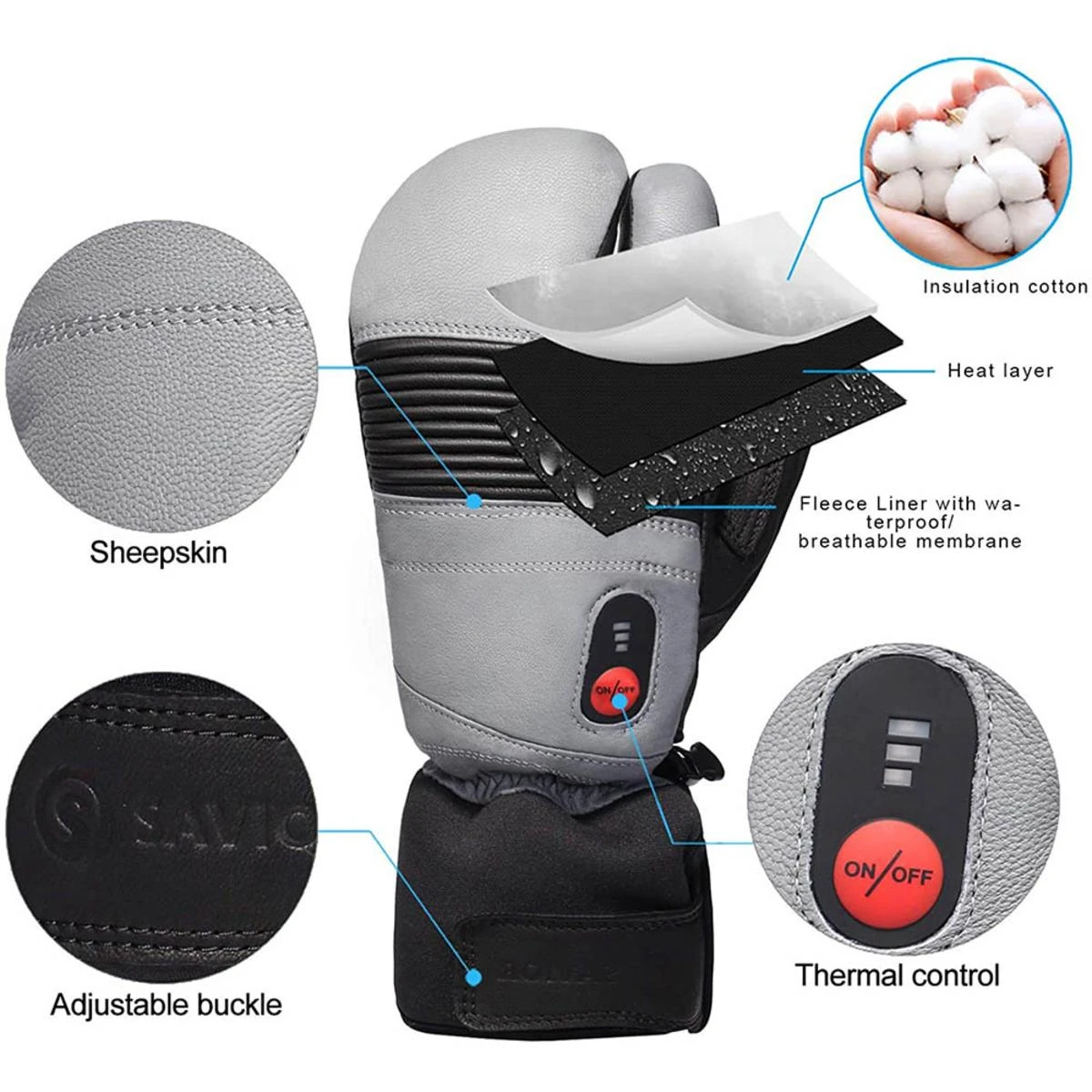 Savior Heat Unisex Battery Heated Ski Mittens 4 Savior Heat Unisex Battery Heated Ski Mittens - Image 2