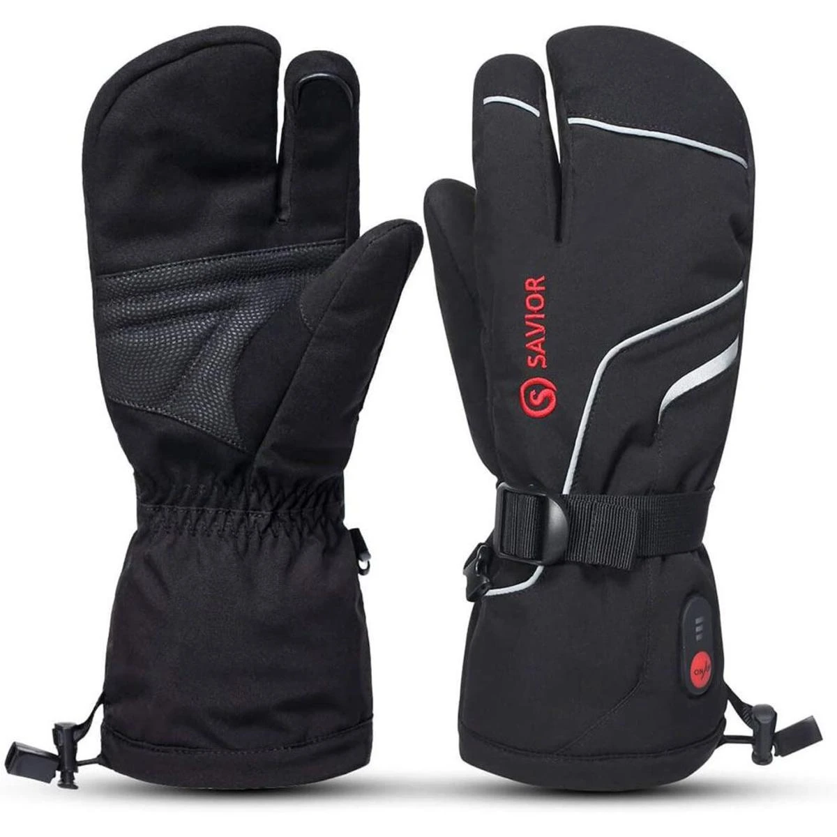 Savior Heat Unisex Rechargeable Battery Operated Electric Heated Three Finger Ski Mittens 3 Savior Heat Unisex Rechargeable Battery Operated Electric Heated Three Finger Ski Mittens