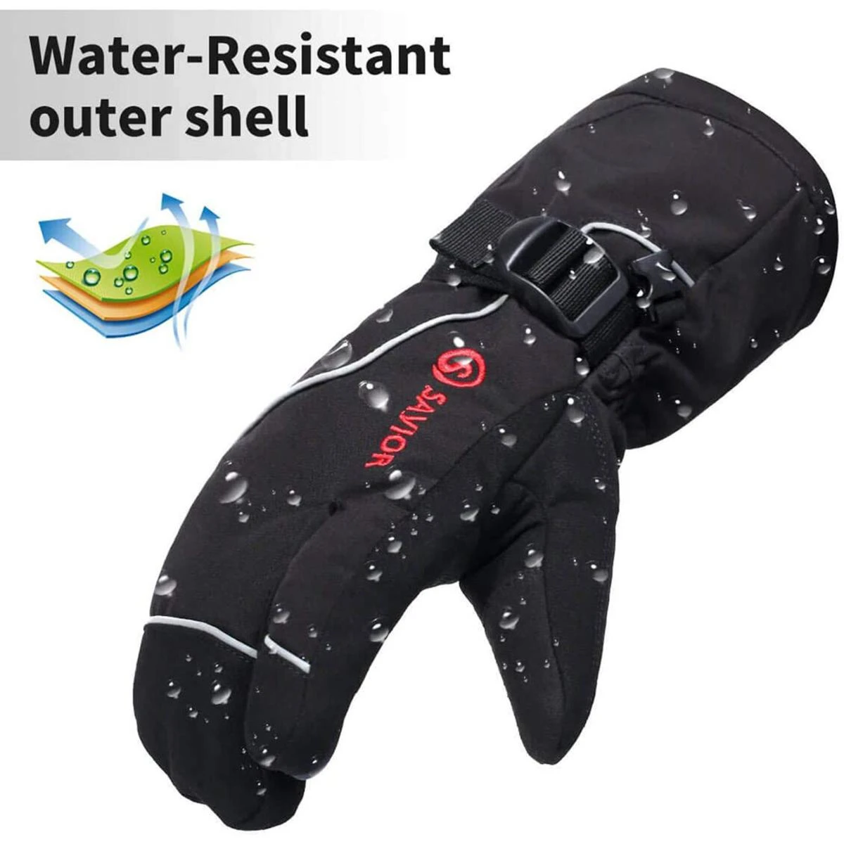 Savior Heat Unisex Rechargeable Battery Operated Electric Heated Three Finger Ski Mittens 5 Savior Heat Unisex Rechargeable Battery Operated Electric Heated Three Finger Ski Mittens - Image 3